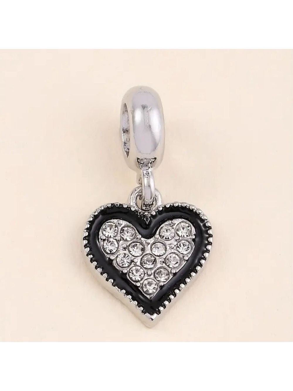 New Silver Heart CZ Charm Bracelet Bead